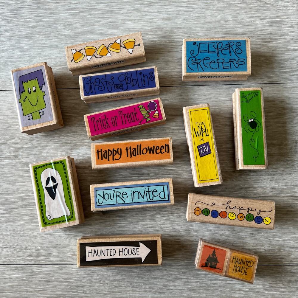 Halloween Rubber Stamp Lot of 14 Text G Studio Kolette Hall